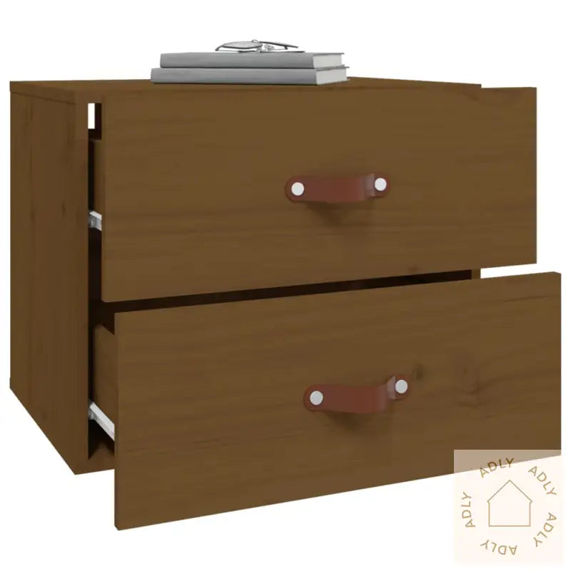 Veggmonterte Nattbord 2 Stk Honningbrun 50X36X40 Cm