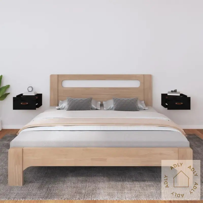 Veggmonterte Nattbord 2 Stk Svart 40X29,5X22 Cm