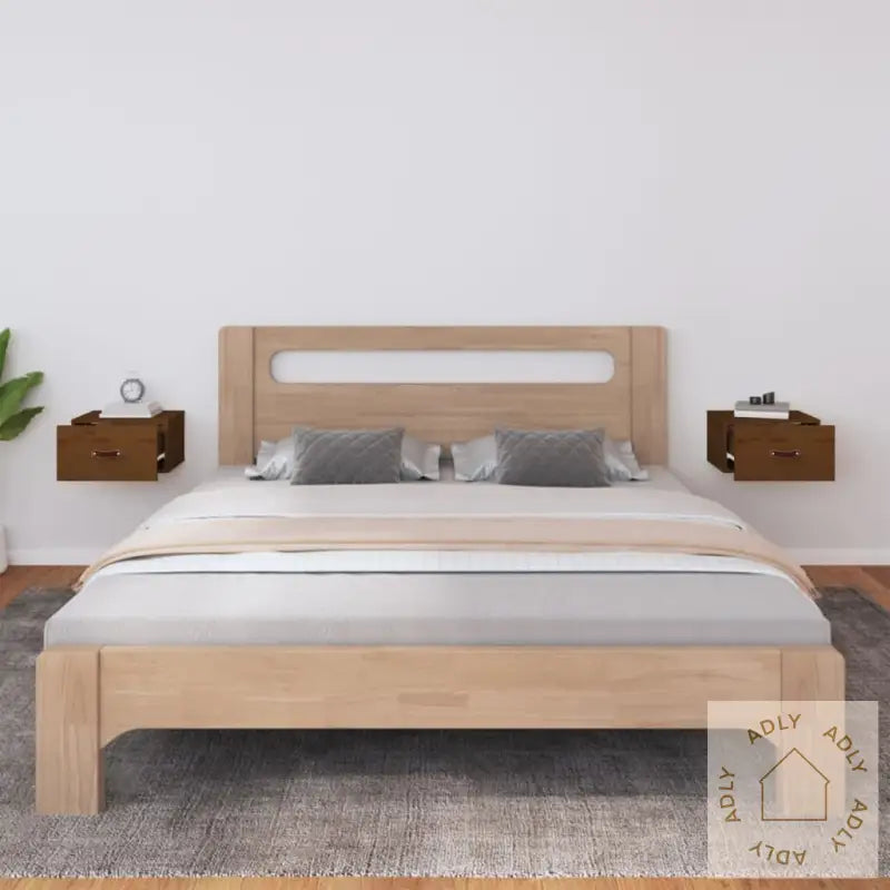 Veggmonterte Nattbord 2 Stk Honningbrun 40X29,5X22 Cm