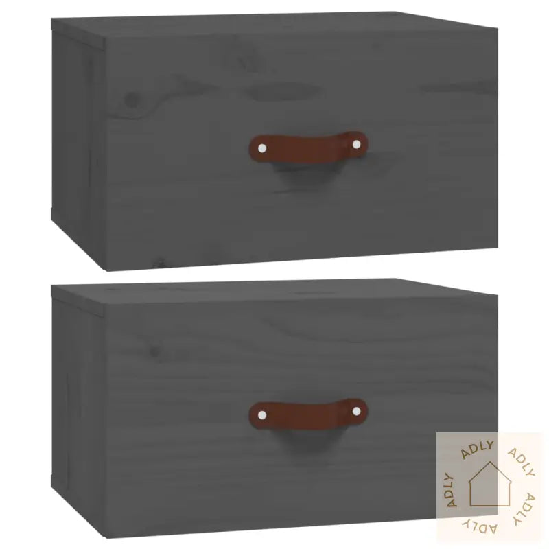 Veggmonterte Nattbord 2 Stk Grå 40X29,5X22 Cm
