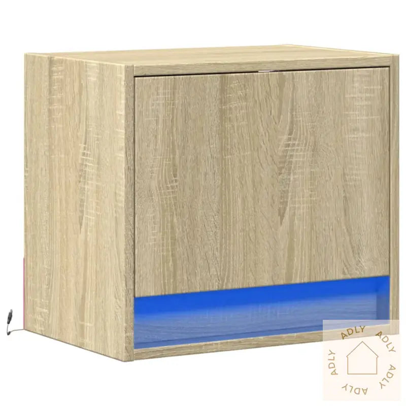 Vegghengt Nattbord Med Led-Lys Sonoma Eik