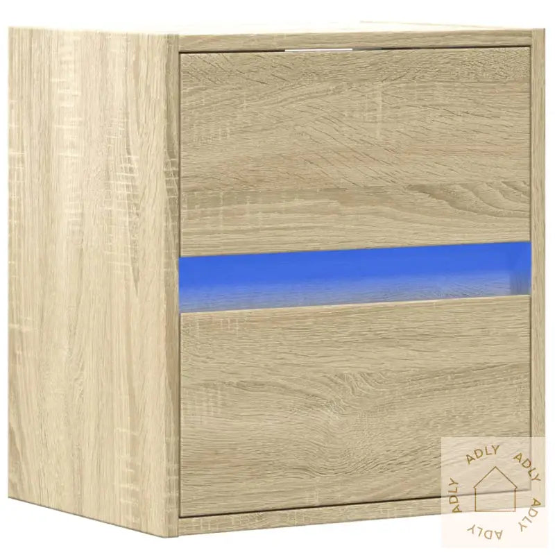 Vegghengt Nattbord Med Led-Lys Sonoma Eik