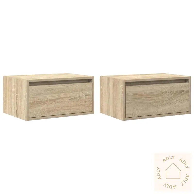 Vegghengte Nattbord Med Led-Lys 2 Stk Sonoma Eik