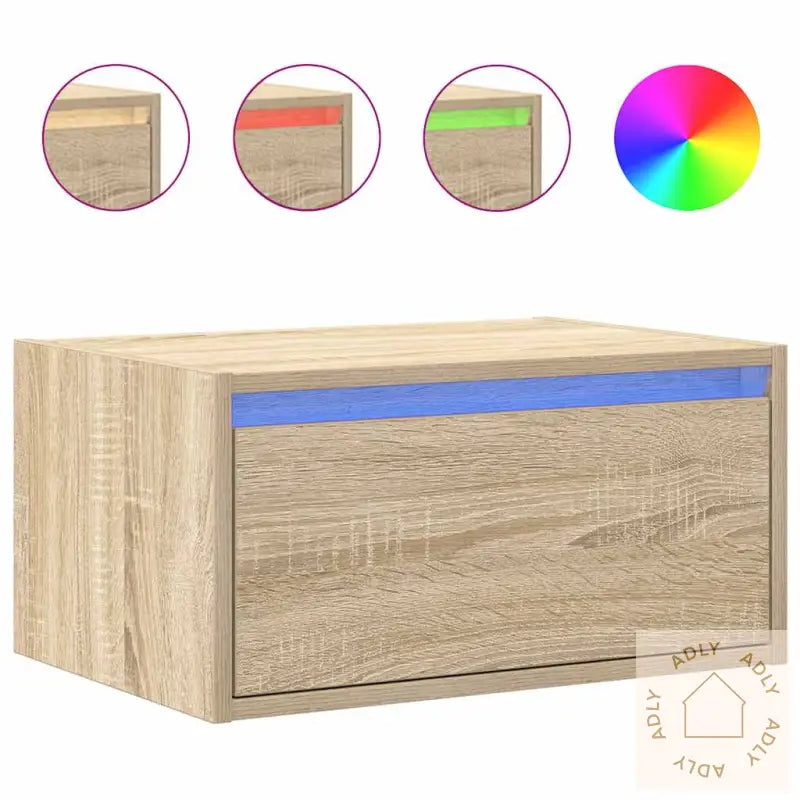 Vegghengte Nattbord Med Led-Lys 2 Stk Sonoma Eik