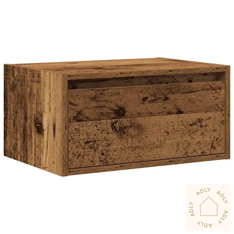 Vegghengt Nattbord Med Led-Lys Gammelt Tre