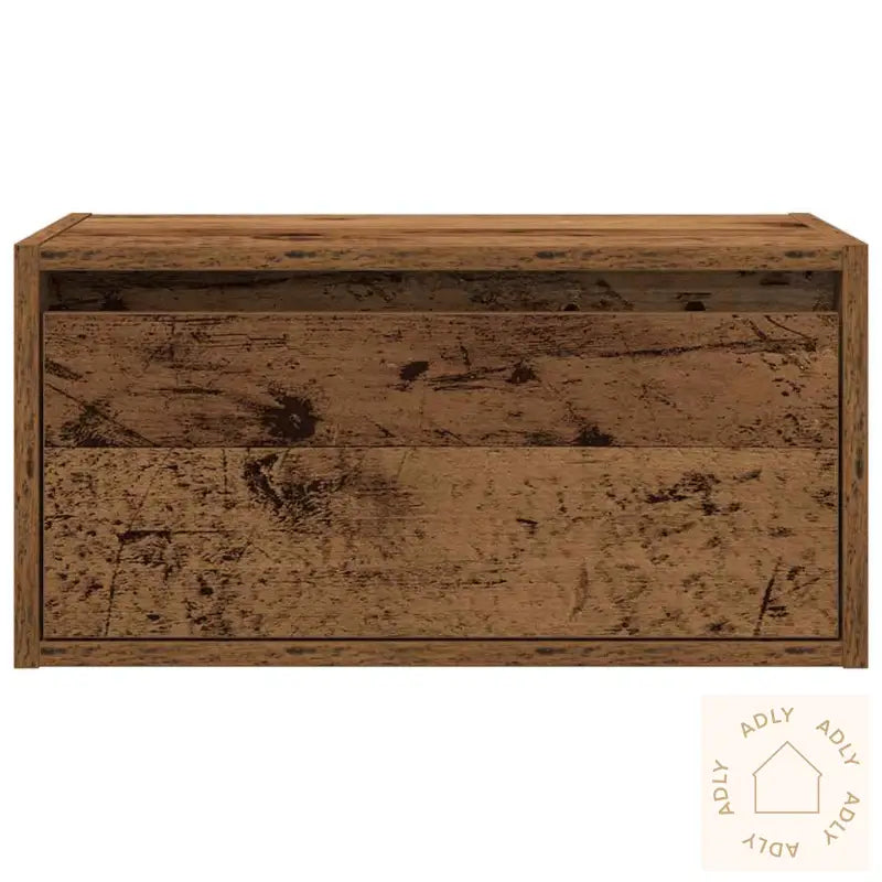 Vegghengt Nattbord Med Led-Lys Gammelt Tre