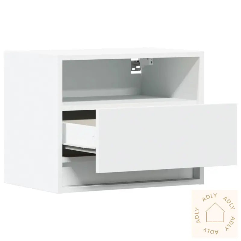 Vegghengt Nattbord Med Led-Lys Hvit