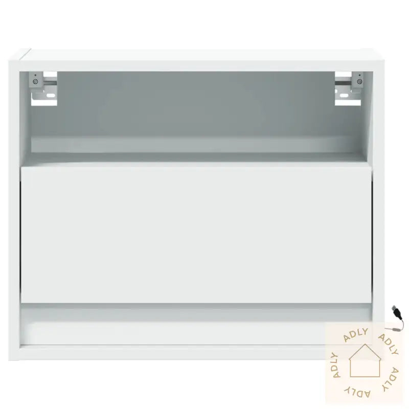 Vegghengt Nattbord Med Led-Lys Hvit