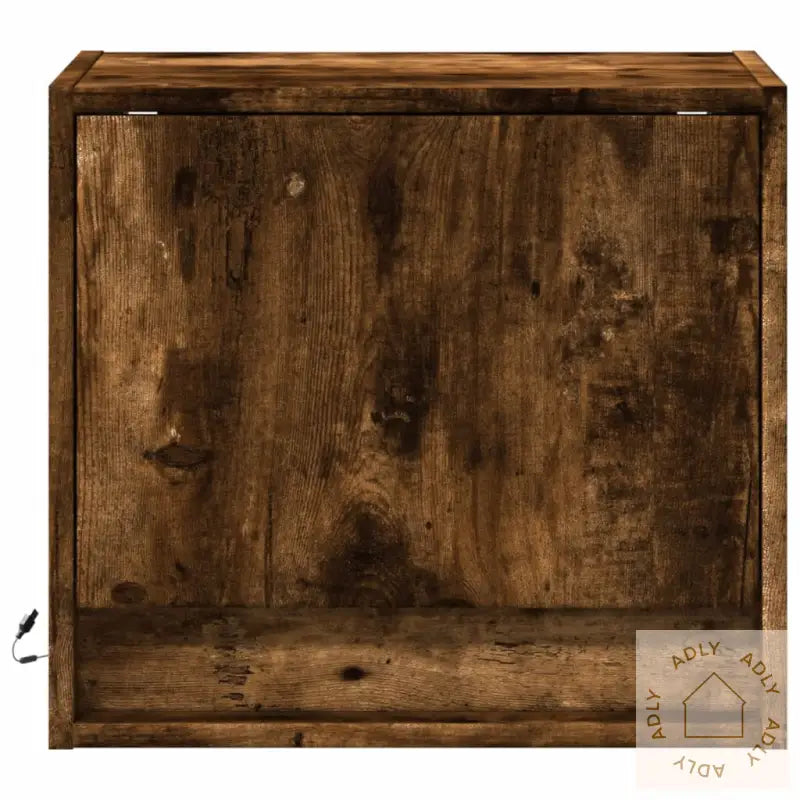 Vegghengt Nattbord Med Led-Lys Røkt Eik