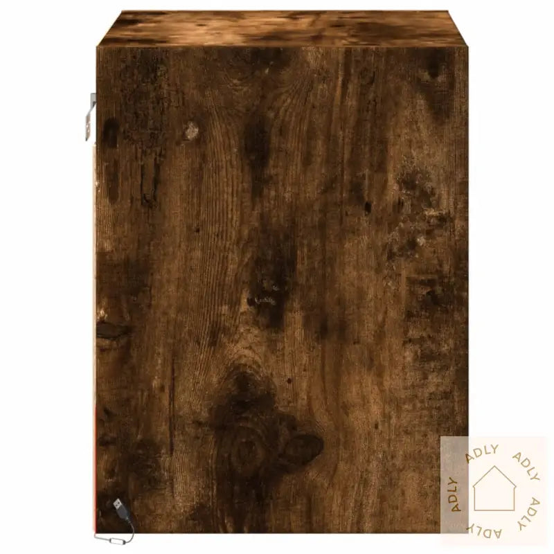 Vegghengt Nattbord Med Led-Lys Røkt Eik