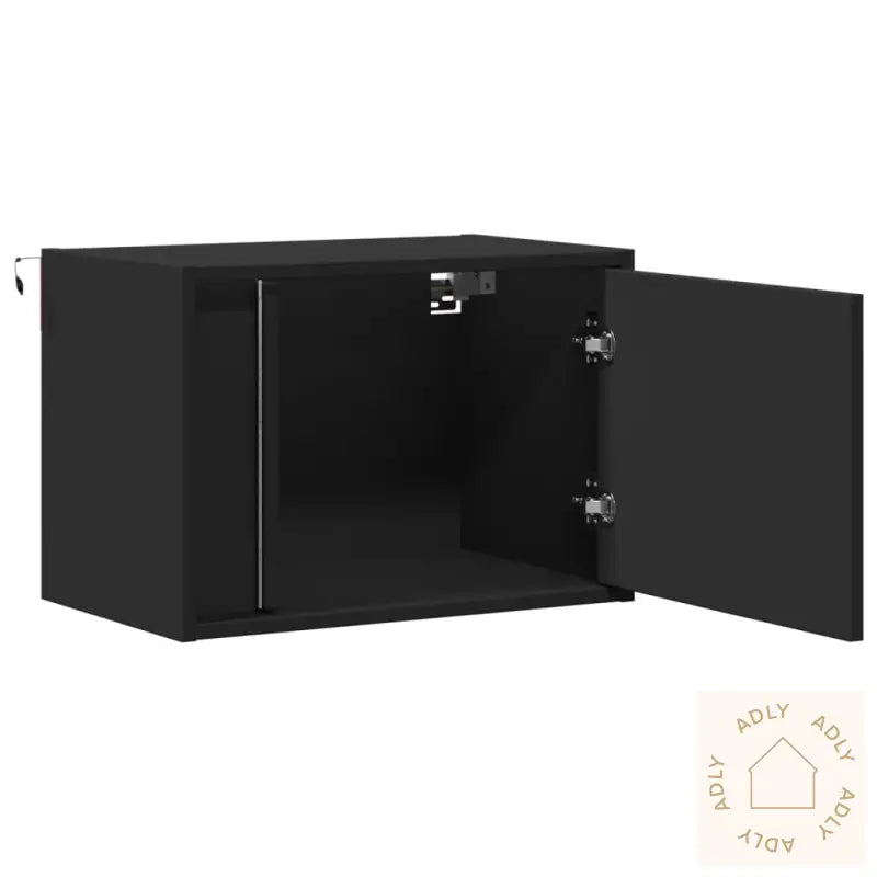 Vegghengt Nattbord Med Led-Lys Svart