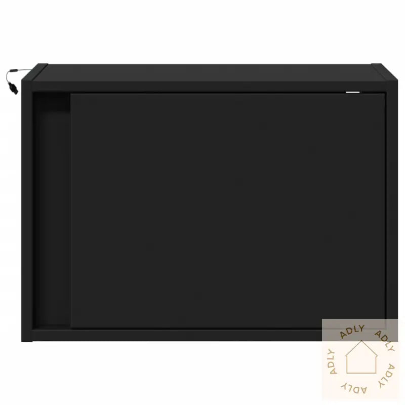 Vegghengt Nattbord Med Led-Lys Svart