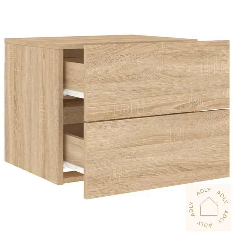 Vegghengte Nattbord Med Led-Lys 2 Stk Sonoma Eik