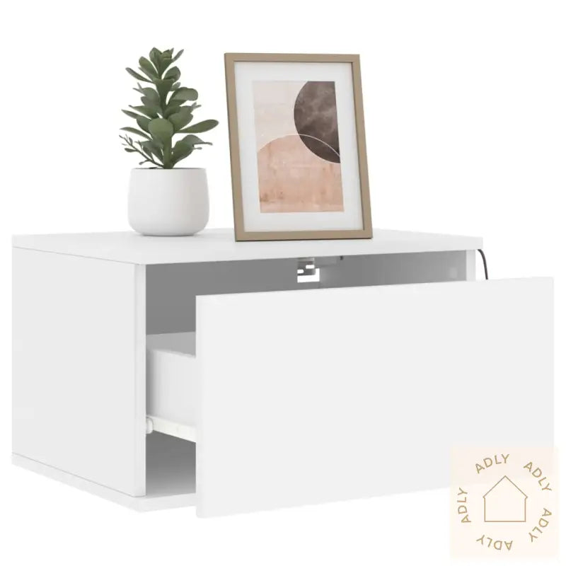 Vegghengte Nattbord Med Led-Lys 2 Stk Hvit