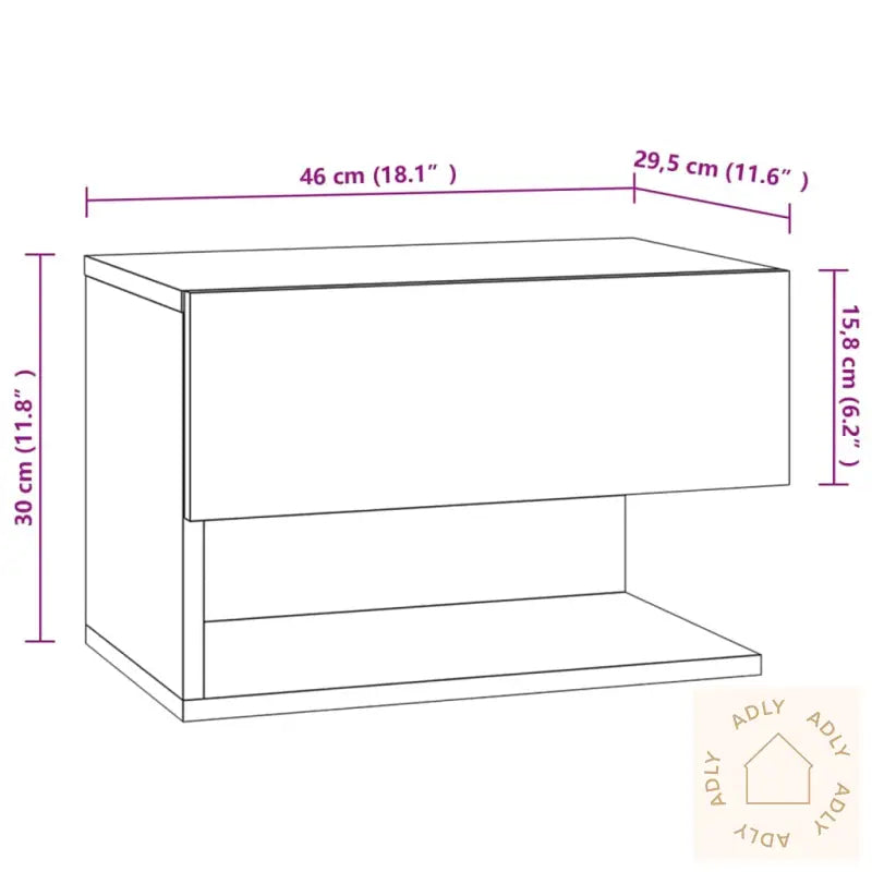 Veggmonterte Nattbord 2 Stk Grå Sonoma