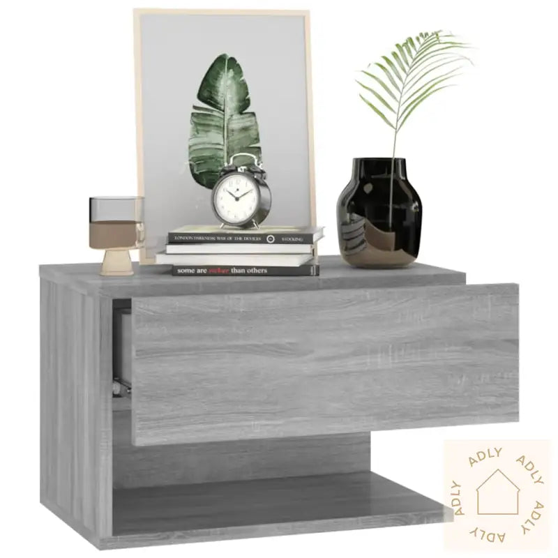 Veggmonterte Nattbord 2 Stk Grå Sonoma