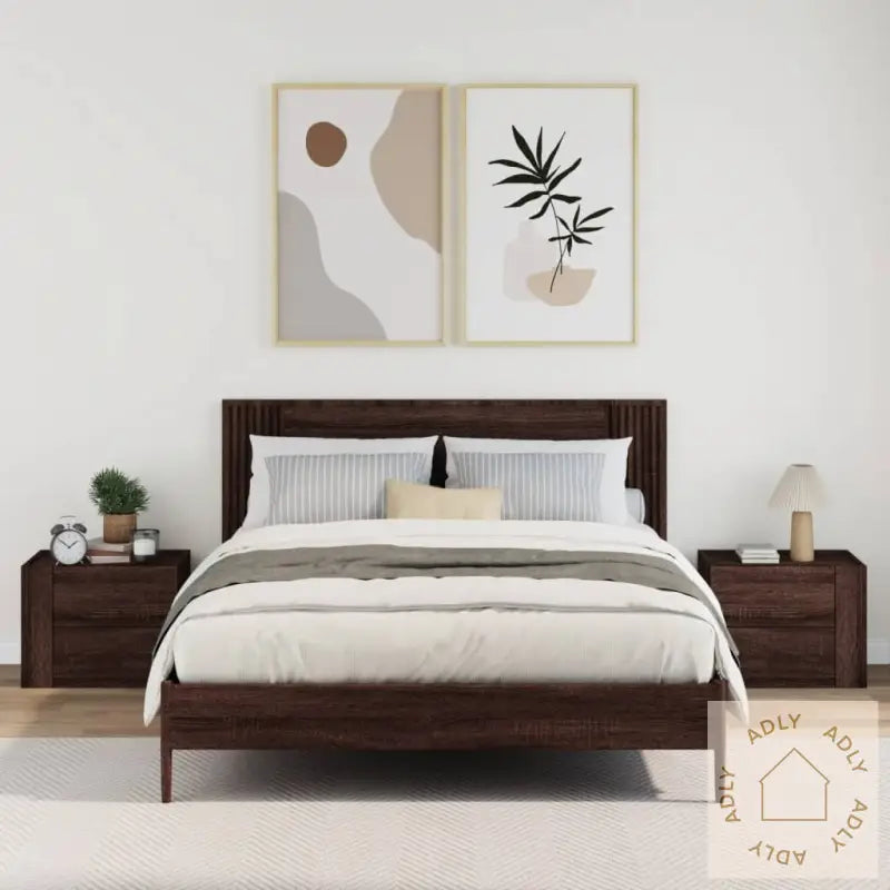 Veggmonterte Nattbord 2 Stk Brun Eik 45X30X35 Cm