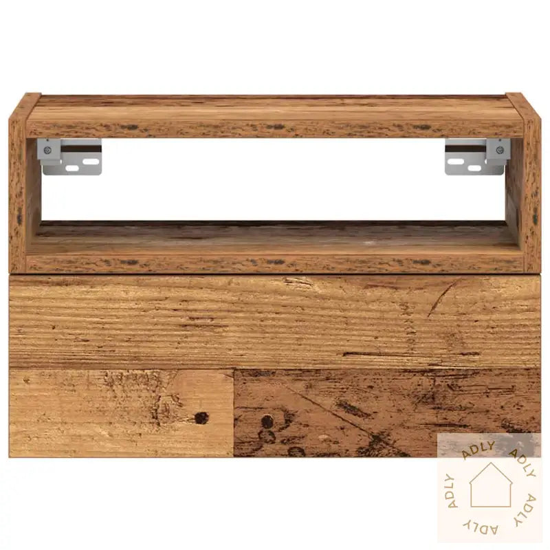 Veggmonterte Nattbord 2 Stk Gammelt Tre 45X26X28,5 Cm