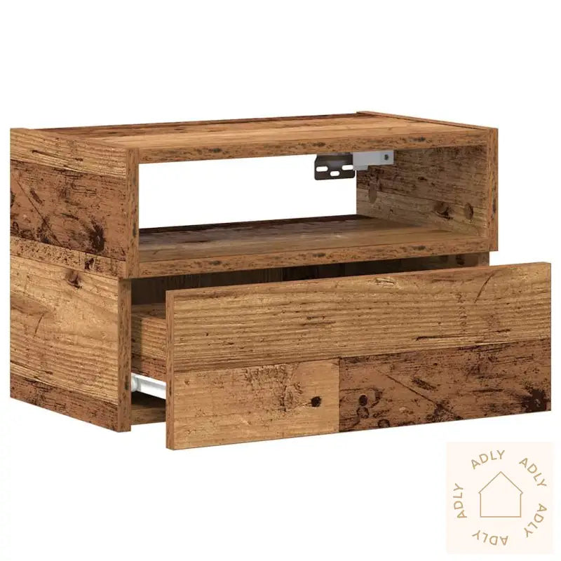 Veggmonterte Nattbord 2 Stk Gammelt Tre 45X26X28,5 Cm