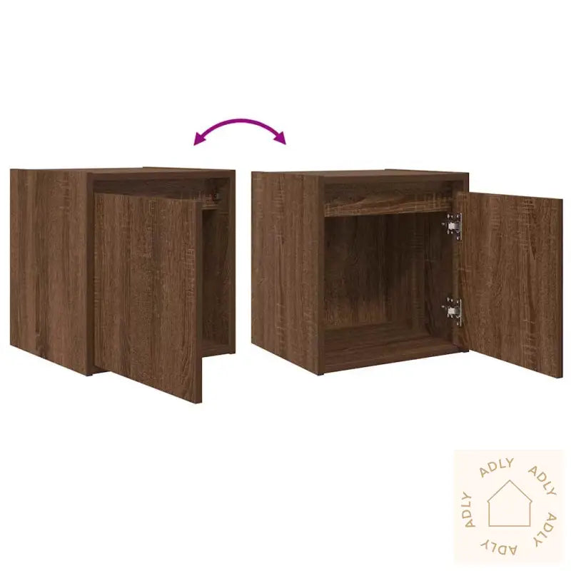 Veggmonterte Nattbord 2 Stk Brun Eik 38X34X40 Cm