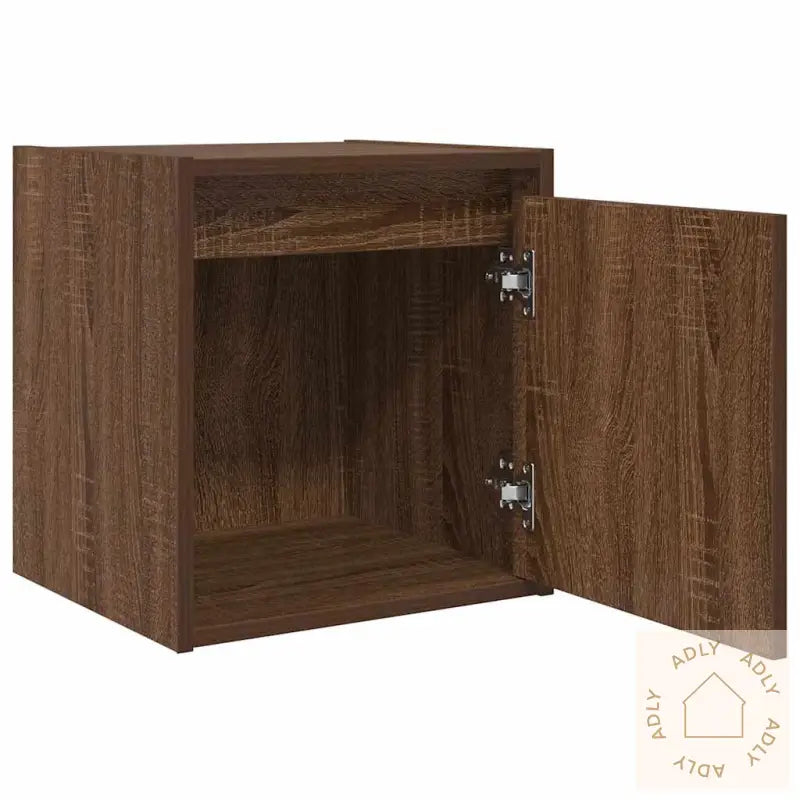 Veggmonterte Nattbord 2 Stk Brun Eik 38X34X40 Cm