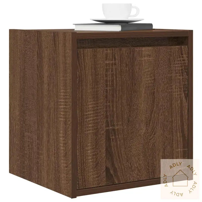 Veggmonterte Nattbord 2 Stk Brun Eik 38X34X40 Cm