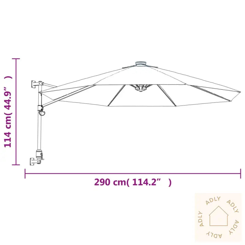 Veggmontert Parasoll Med Led Gul 290 Cm