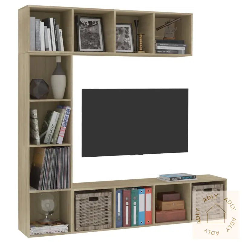 Skapsett 3 Deler Sonoma Eik 180X30X180 Cm