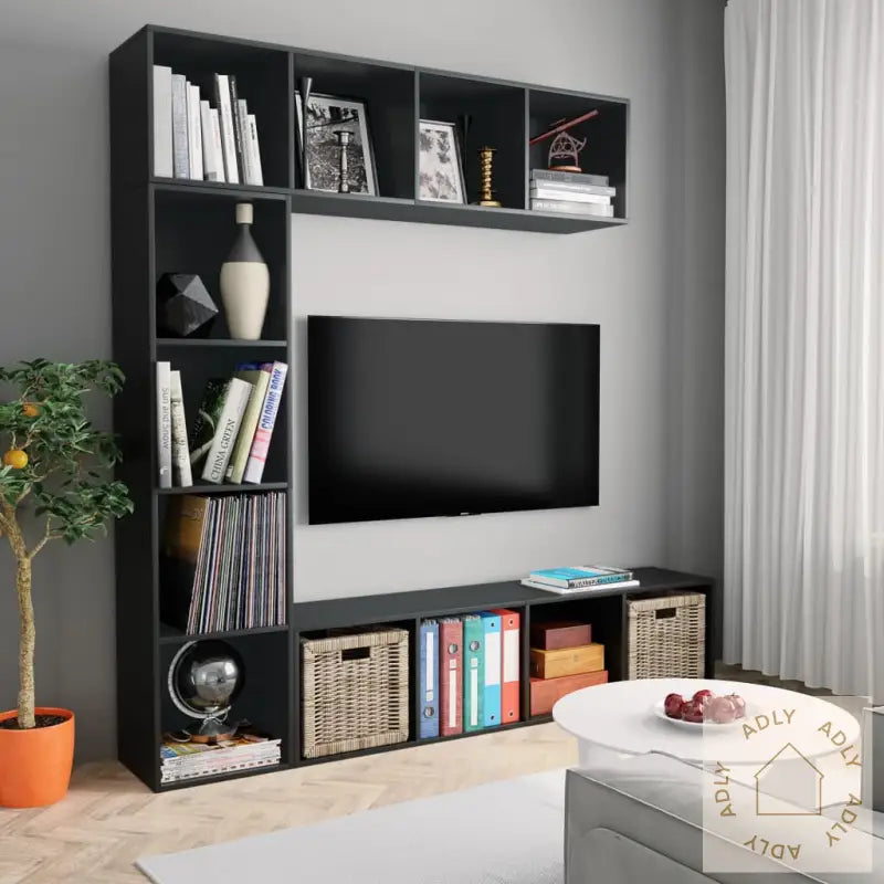 Skapsett 3-Deler Svart 180X30X180 Cm