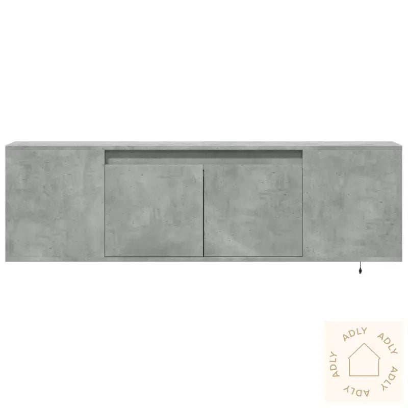 Vegghengt Tv-Benk Med Led-Lys Betonggrå 135X31X39,5 Cm