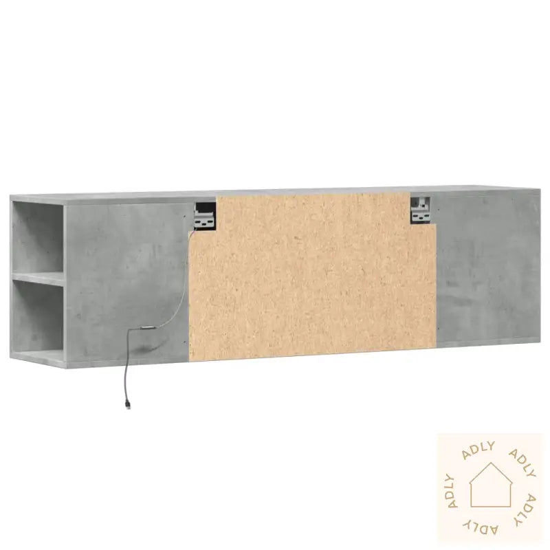 Vegghengt Tv-Benk Med Led-Lys Betonggrå 135X31X39,5 Cm