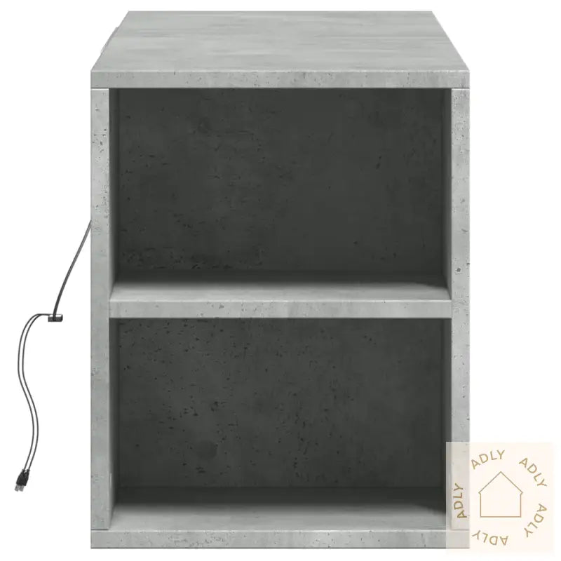 Vegghengt Tv-Benk Med Led-Lys Betonggrå 135X31X39,5 Cm