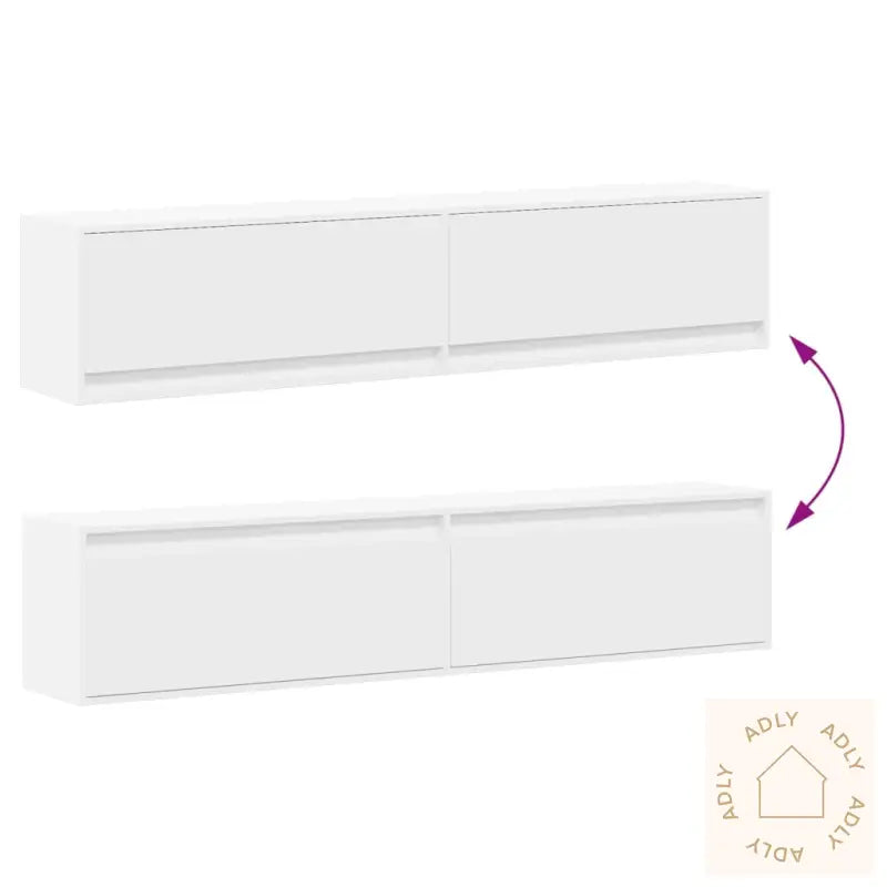 Vegghengt Tv-Benk Med Led Hvit 180X31X38 Cm