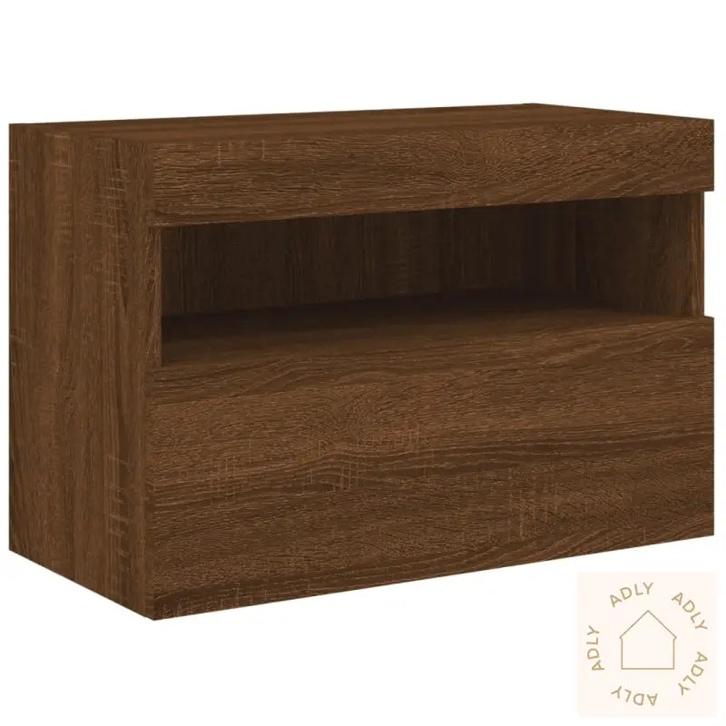 Vegghengt Tv-Benk Med Led Brun Eik 60X30X40 Cm
