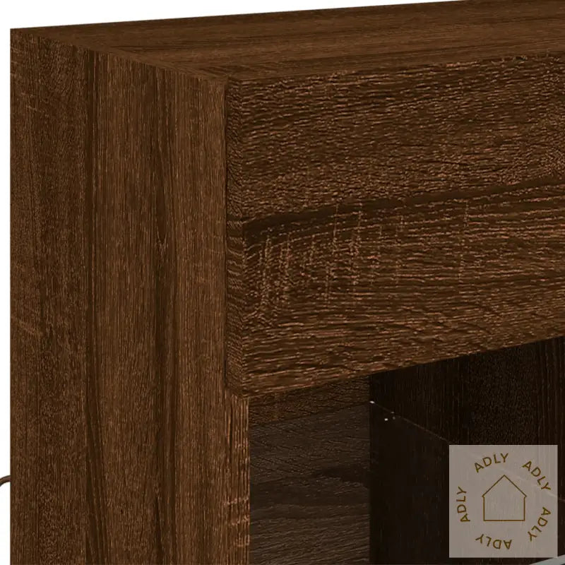 Vegghengt Tv-Benk Med Led-Lys Brun Eik 58,5X30X60,5 Cm