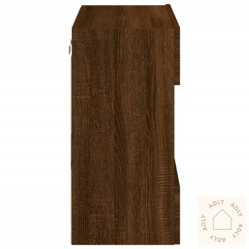 Vegghengt Tv-Benk Med Led-Lys Brun Eik 58,5X30X60,5 Cm