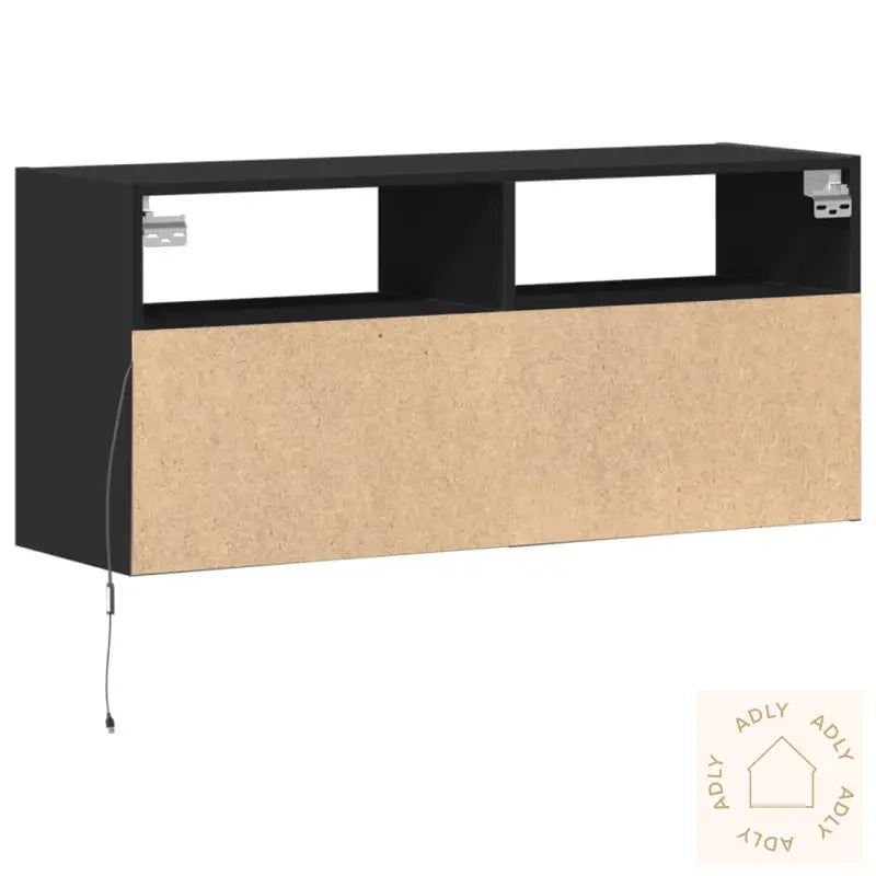 Vegghengt Tv-Benk Med Led Svart 100X31X45 Cm