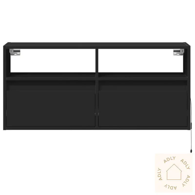Vegghengt Tv-Benk Med Led Svart 100X31X45 Cm
