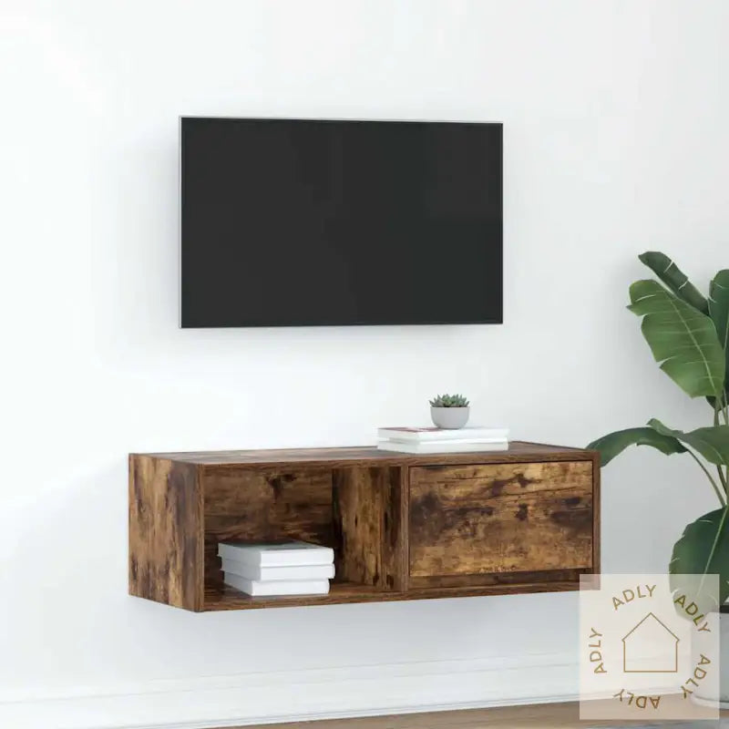 Tv-Benk Røkt Eik 80X31X25,5 Cm Konstruert Tre