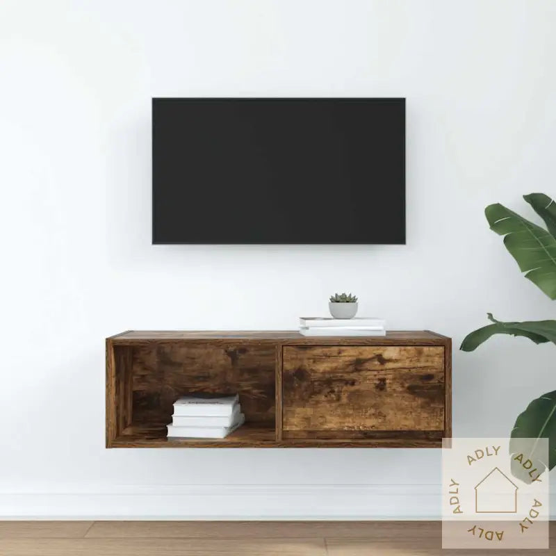 Tv-Benk Røkt Eik 80X31X25,5 Cm Konstruert Tre