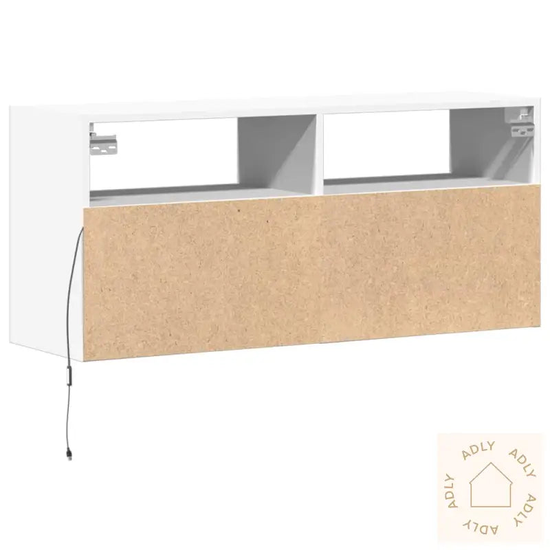 Vegghengt Tv-Benk Med Led Hvit 100X31X45 Cm