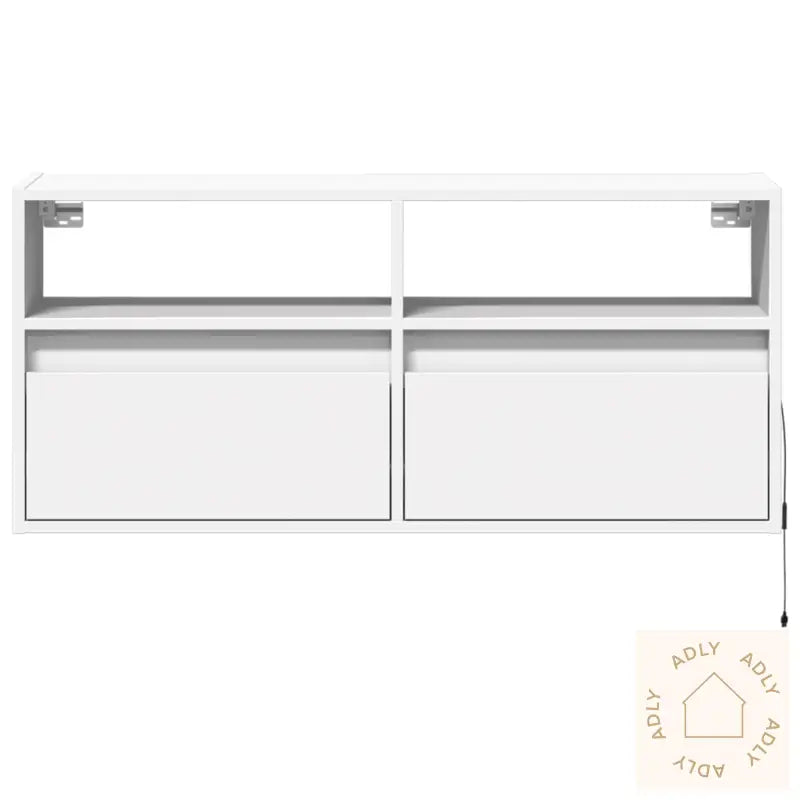 Vegghengt Tv-Benk Med Led Hvit 100X31X45 Cm