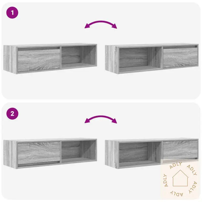 Tv-Benk Grå Sonoma Eik 100X31X25,5 Cm Konstruert Tre