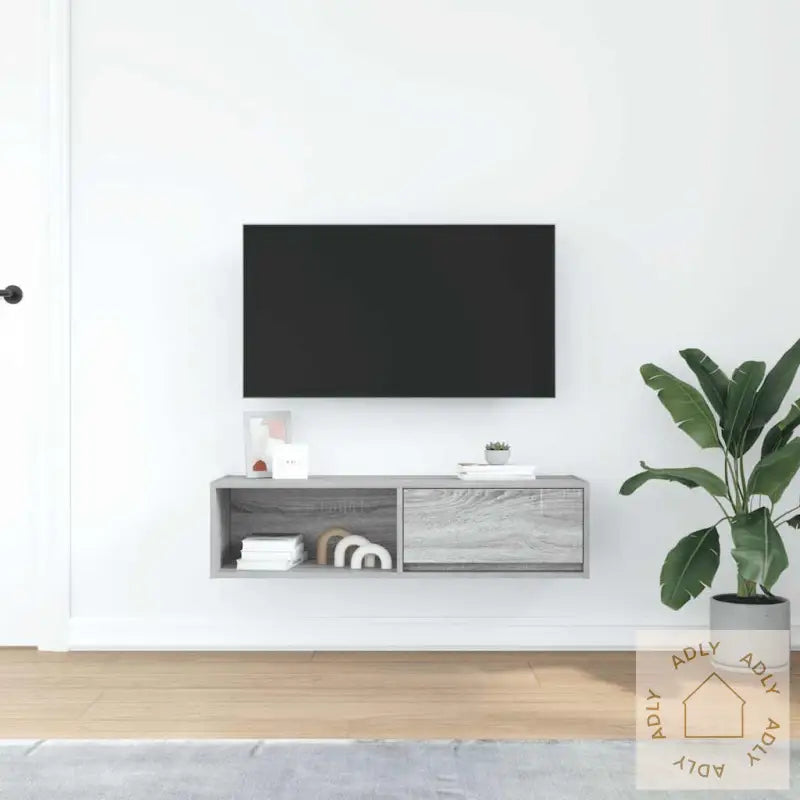Tv-Benk Grå Sonoma Eik 100X31X25,5 Cm Konstruert Tre
