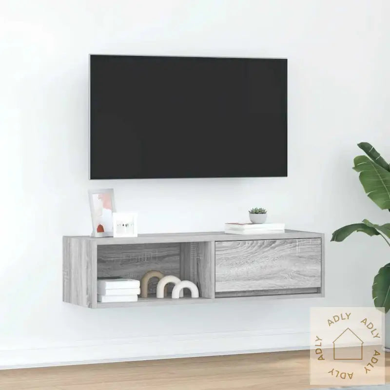 Tv-Benk Grå Sonoma Eik 100X31X25,5 Cm Konstruert Tre