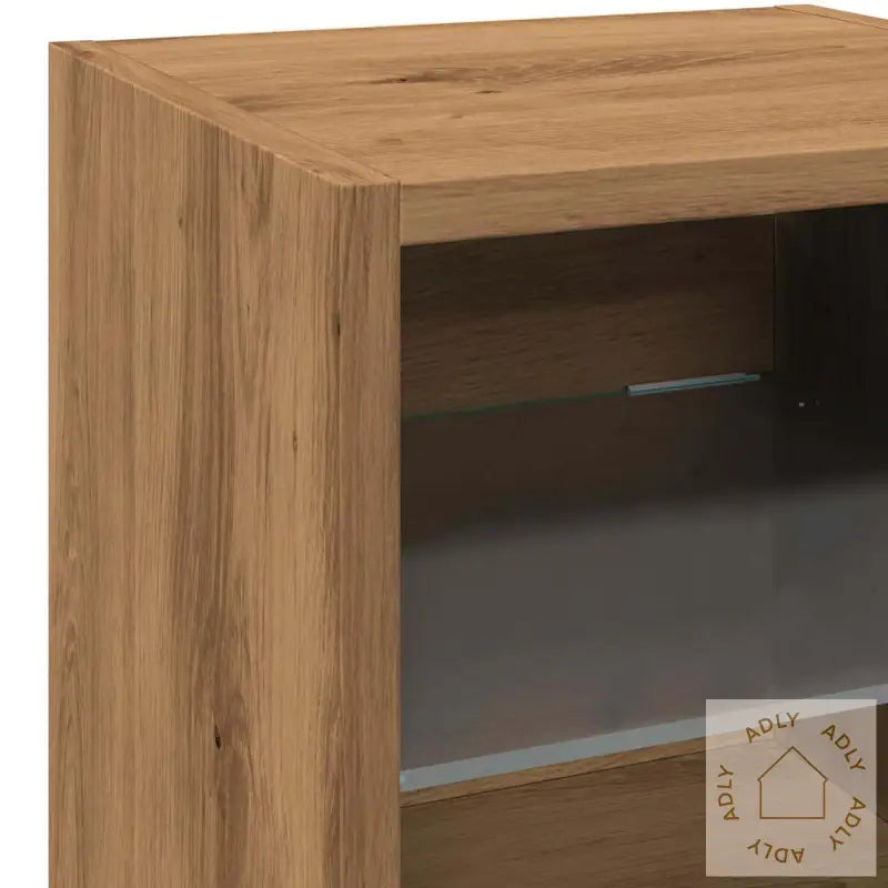 Vegghengt Tv-Benk Med Led Artisan Eik 30X28,5X30 Cm