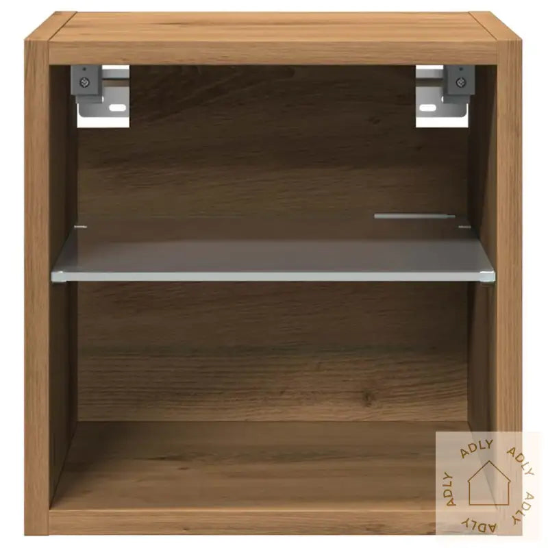 Vegghengt Tv-Benk Med Led Artisan Eik 30X28,5X30 Cm