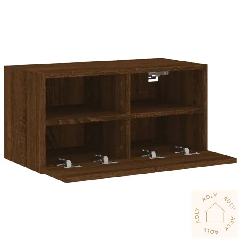 Vegghengt Tv-Benk Brun Eik 60X30X30 Cm Konstruert Tre