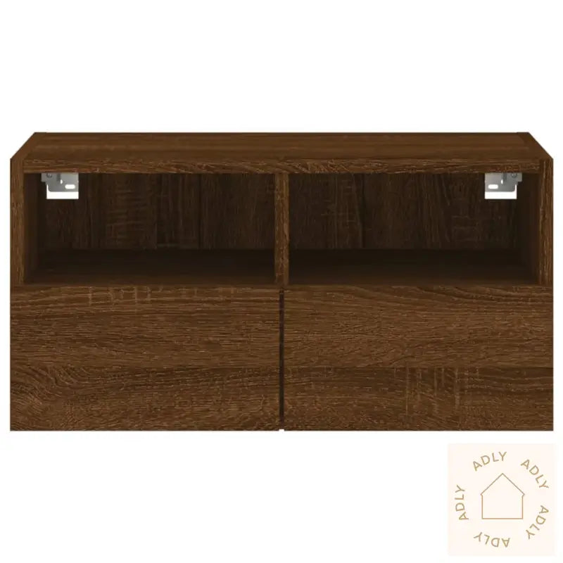 Vegghengt Tv-Benk Brun Eik 60X30X30 Cm Konstruert Tre