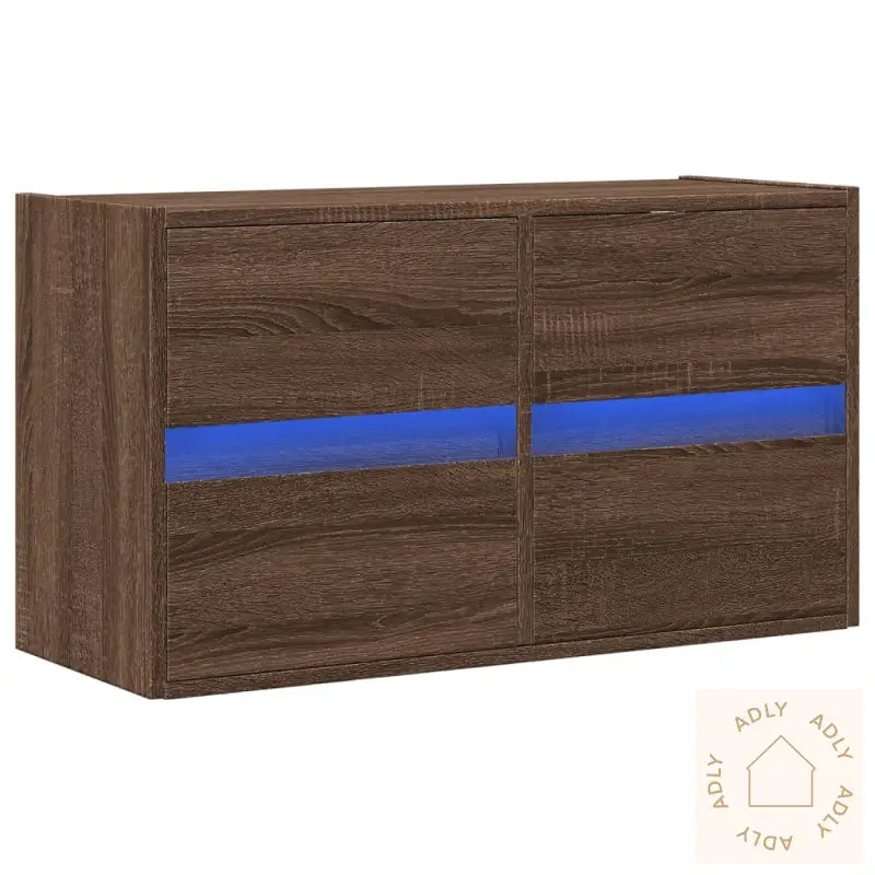 Vegghengt Tv-Benk Med Led Brun Eik 80X31X45 Cm